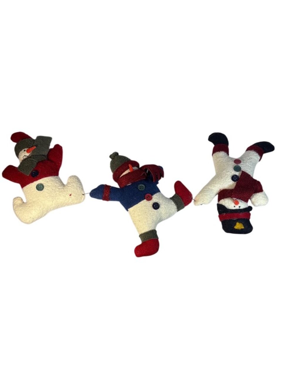 16" Plush Snowman Garland 7" Tall Set Of 3 Christmas Winter Decor